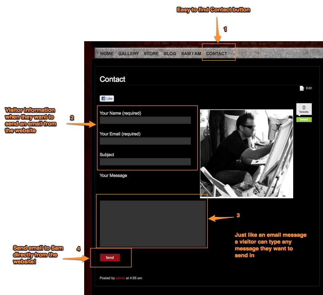 Contact page features different options